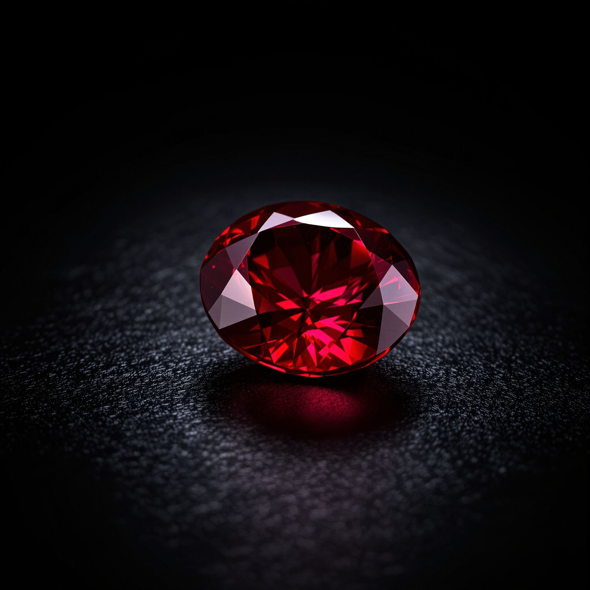 Faceted red ruby on a dark background